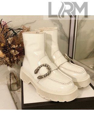 Gucci Dionysus Shiny Calfskin Wool Short Boots White 2020
