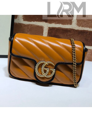 Gucci GG Diagonal Marmont Super Mini Bag 574969 Cognac 2019