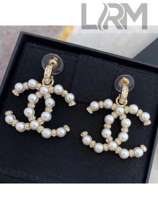 Chanel Pearl Crystal Hoop Errings 2021