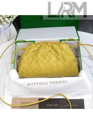 Bottega Veneta The Mini Pouch Crossbody Bag in Woven Lambskin Yellow 2020 01