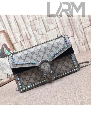 Gucci Dionysus GG Supreme Shoulder Bag with Crystals 400249 Black 2017