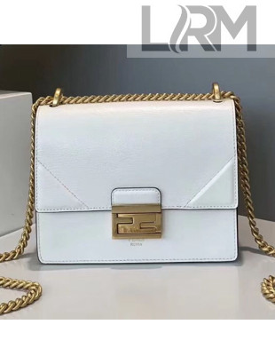Fendi Kan U Small Vintage Calfskin Embossed Corners Flap Bag White 2019 (Top Quality)