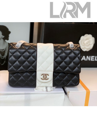 Chanel Lambskin Medium Flap Bag A01112 Black/White 2021 04