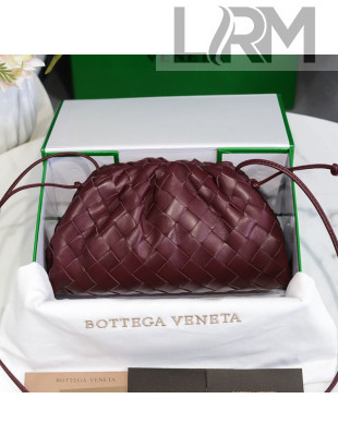 Bottega Veneta The Mini Pouch Crossbody Bag in Woven Lambskin Burgundy 2020 01