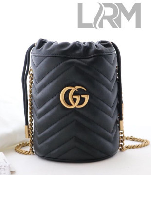 Gucci GG Marmont Leather Mini Bucket Shoulder Bag 575163 Black 2019