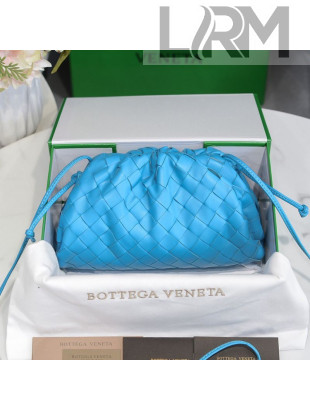 Bottega Veneta The Mini Pouch Crossbody Bag in Woven Lambskin Royal Blue 2020