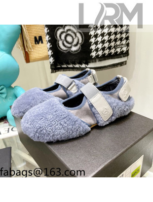 Chanel Wool Mary Jane Shoes Blue 2021 111117