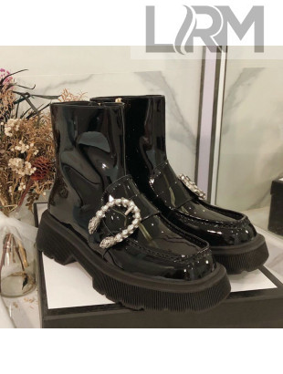 Gucci Dionysus Patent Leather Short Boots Black 2020