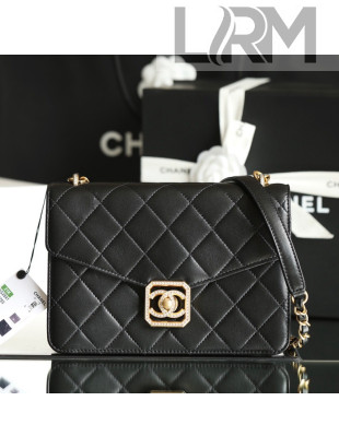 Chanel Lambskin Crystal Small Flap Bag Black 2021K