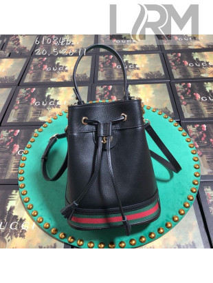 Gucci Ophidia Leather Small Bucket Bag Black 2019