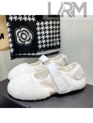 Chanel Wool Mary Jane Shoes White 2021 111118