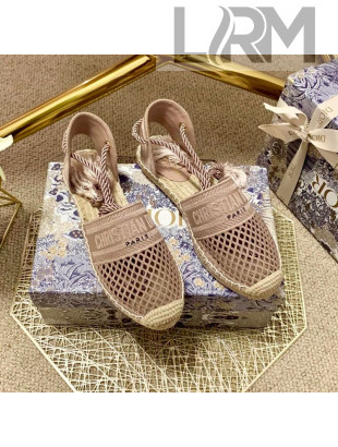 Dior Granville Espadrilles with Laces in Nude Mesh Embroidery 2020