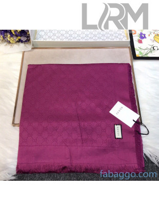 Gucci Silk & Wool Burberry Squre Scarf 140x140cm Purple 2020