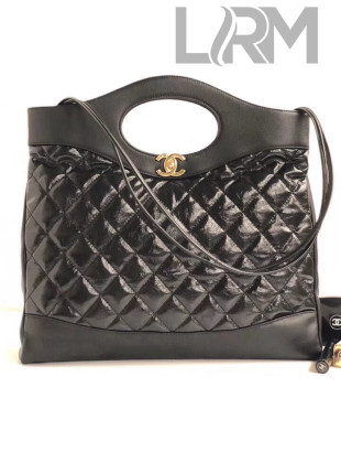 Chanel Crumpled Calfskin & Calfskin Chanel 31 Medium Shopping Bag A57977 Black 2018