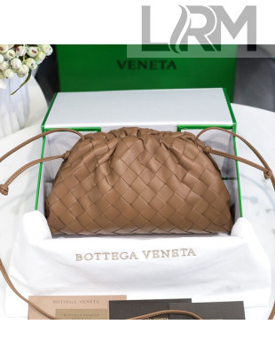 Bottega Veneta The Mini Pouch Crossbody Bag in Woven Lambskin Brown 2020