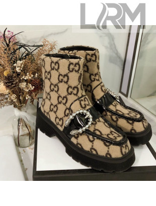 Gucci Dionysus GG Wool Short Boots Beige 2020