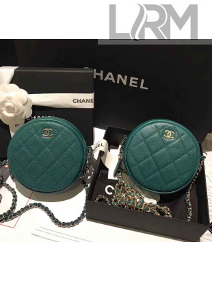 Chanel Lambskin Classic Round Clutch with Chain A70657 Green 2018