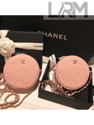 Chanel Lambskin Classic Round Clutch with Chain A70657 Pink 2018