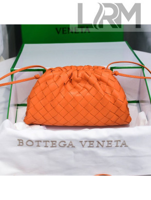 Bottega Veneta The Mini Pouch Crossbody Bag in Woven Lambskin Orange 2020
