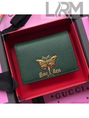 Gucci Garden Butterfly Calfskin Card Case 516938 Dark Green 2018