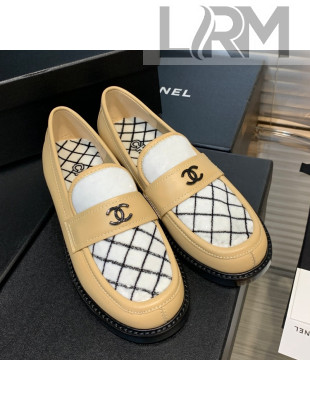 Chanel Quilted Fabric Loafers Apricot 2021
