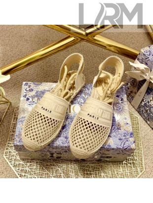 Dior Granville Espadrilles with Laces in Beige Mesh Embroidery 2020