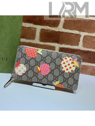 Gucci Les Pommes Zip Around Wallet 663924 Beige/Pink 2021