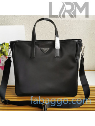 Prada Men's Nylon and Saffiano Leather Tote Bag 2VG064 Black 2020