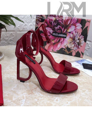 Dolce&Gabbana Patent Leather Sandals with DG Heel 10.5cm Burgundy 2021