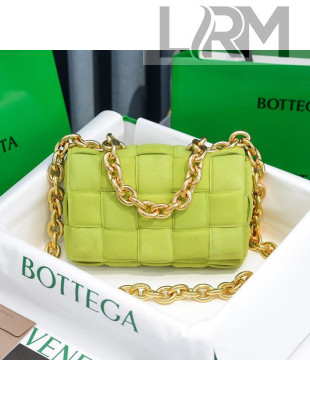 Bottega Veneta The Chain Cassette Cross-body Bag in Suede Cashmere Kiwi Green/Gold 2020