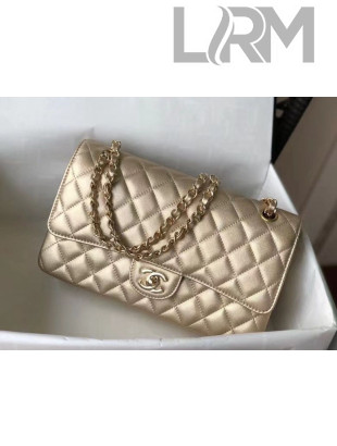 Chanel Metallic Lambskin Classic Medium Square Bag A01112 Gold 2021