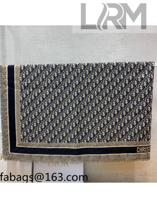 Dior Oblique Wool Silk Scarf 140x140cm Blue 2021 110302