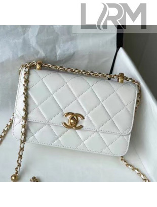 Chanel Quilted Calfskin Mini Flap Bag with Adjustable Strap AS2615 White 2021 TOP