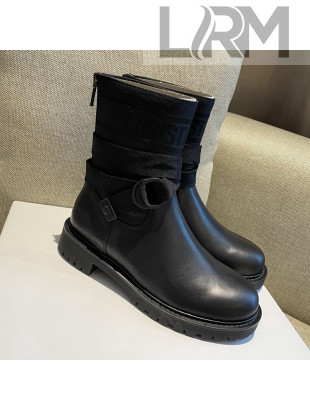 Dior D-Major Ankle Boots in Technical Fabric and Calfskin All Black 2021
