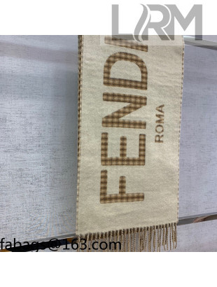 Fendi Cashmere Wool Scarf 30x180cm Beige 2021 110304