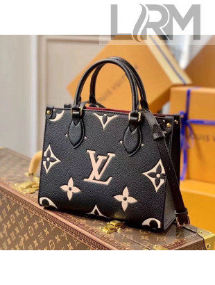 Louis Vuitton OnTheGo PM Tote Bag in Giant Monogram Leather M45659 Black/Beige 2021