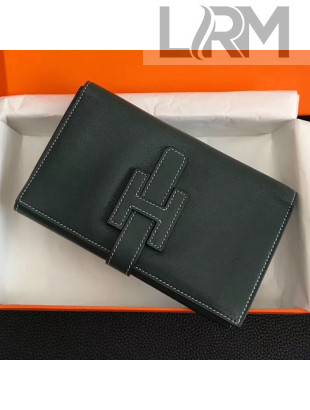 Hermes Large H Wallet in Original Swift Leather Dark Green
