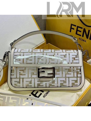 Fendi Baguette Transparent FF 26cm Medium Flap Bag White 2019