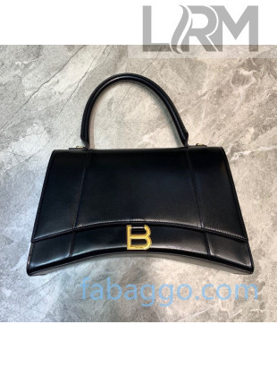 Balenciaga Hourglass Large Top Handle Bag in Shiny Box Calfskin Black/Gold 2020