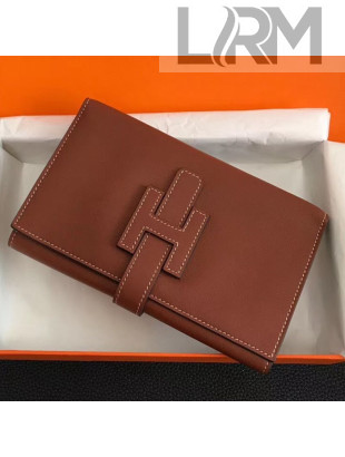 Hermes Large H Wallet in Original Swift Leather Brown