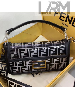 Fendi Baguette Transparent FF Medium 26cm Flap Bag Black 2019