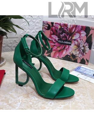 Dolce&Gabbana Matte Calfskin Sandals with DG Heel 10.5cm All Green 2021