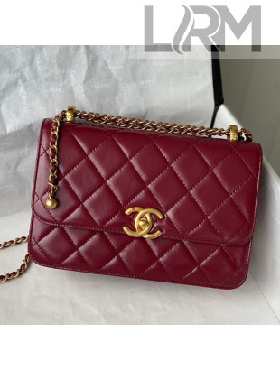 Chanel Quilted Calfskin Small Flap Bag with Adjustable Strap AS2649 Burgundy 2021 TOP