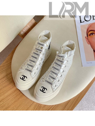 Chanel x Converse Canvas Pearl Allover High-top Sneakers White/Black 2021