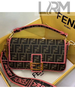 Fendi FF Fabric Medium Baguette Bag Brown/Pink 2019