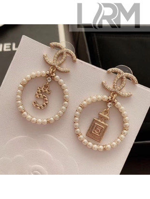 Chanel Bottle 5 Pearl Hoop Earrings AB2921 2019