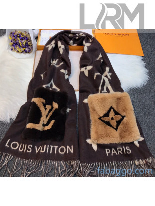Louis Vuitton Monogram Cashmere Long Scarf With Pocket Brown 2020