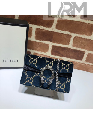 Gucci Dionysus GG Velvet Super Mini Bag 476432 Blue 2020