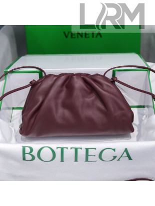 Bottega Veneta The Mini Pouch Soft Clutch Bag in Burgundy Calfskin 2020 585852