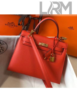 Hermes Kelly 25cm Top Handle Bag in Epsom Leather Orange 2020